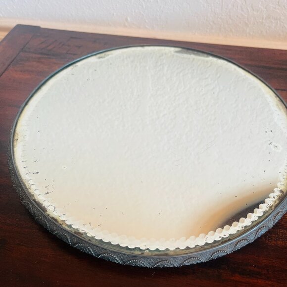 Antique Victorian Plateau Beveled Vanity Mirror Footed Patina 1900s Silver Plate - Picture 2 of 10